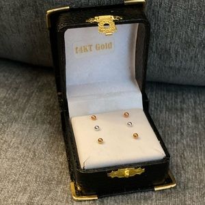 NIB earrings for little girl, 3 pair, 14K gold